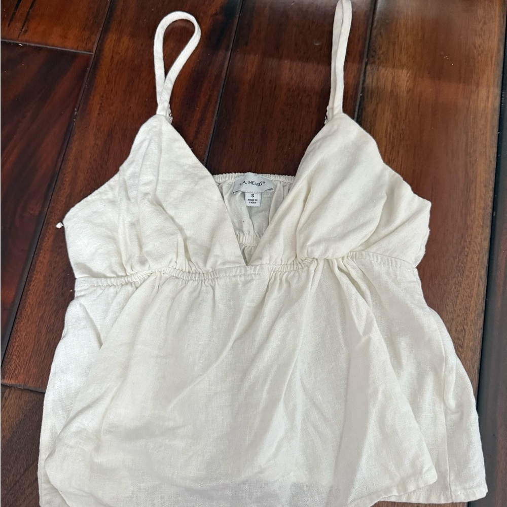 La Hearts Cream Spaghetti Strap Blouse